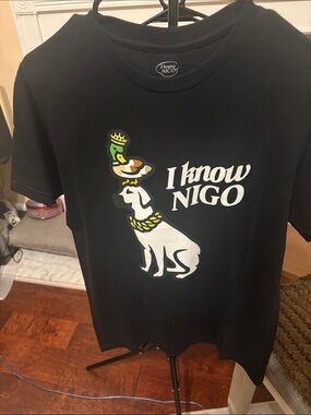Black Graphic Short Sleeve Tee with Dog & Crown Artwork